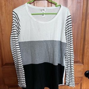 bibi waffle knit color block top